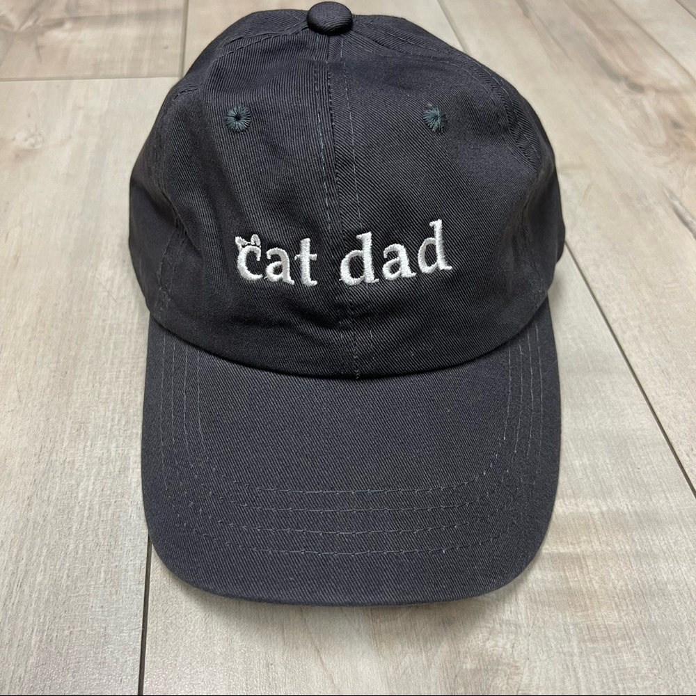 Unisex baseball hat- cat dad- grey